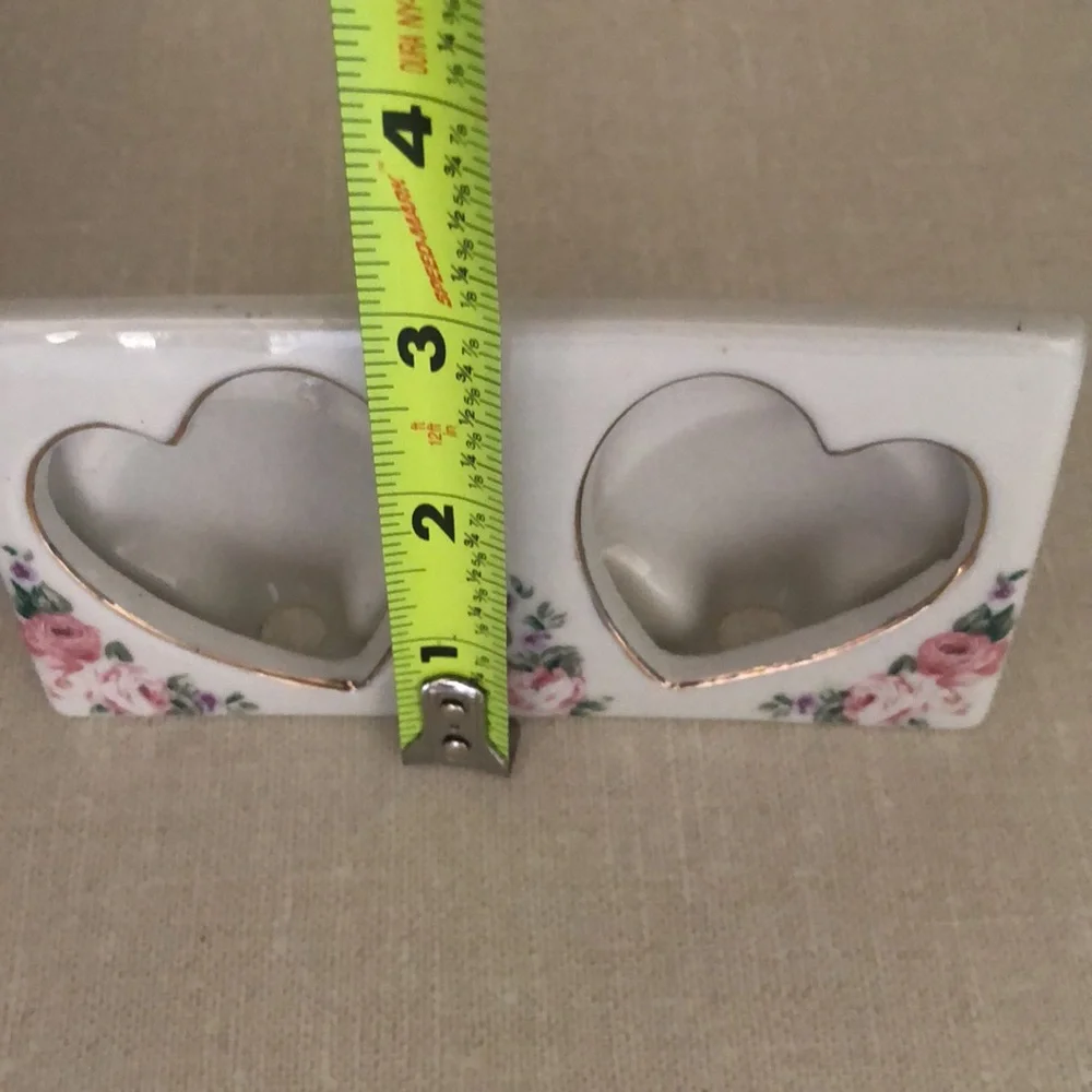 Double Hearts Floral Photo Picture Frame Vintage With‎ Gold color Edging